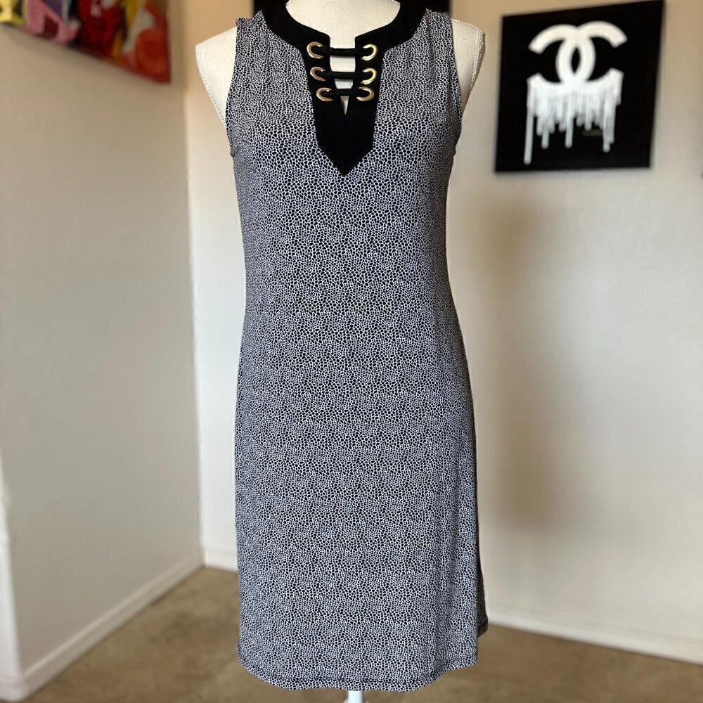 #31 NWT Michael Michael Kors Gold Eyelet Sleeveless Leopard Print Dress